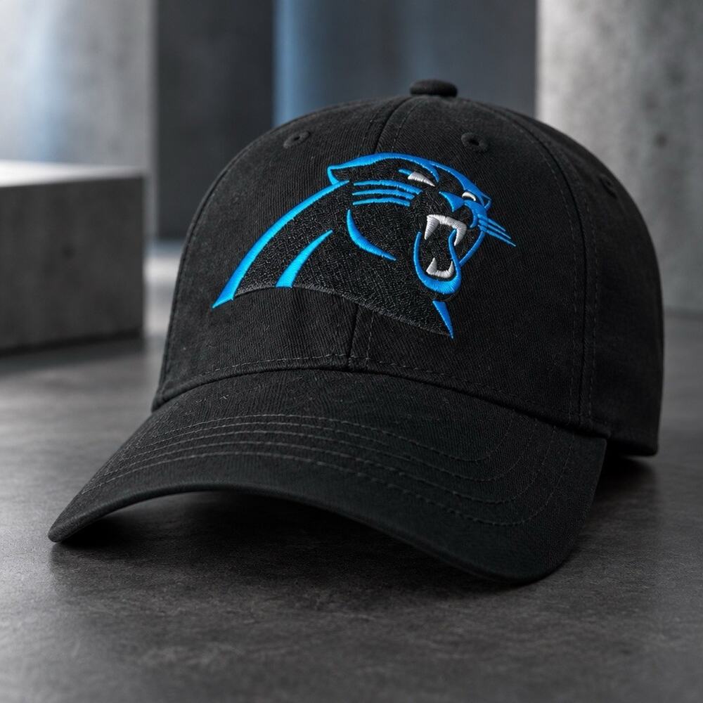 Vintage Carolina Panthers Embroidered NFL Apparel Unisex Cap Black Blue One Size